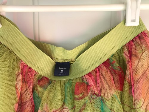 EUC Girls GAP Green Floral Flower Layered Tulle Skirt  - Elastic Waist, XL (12) - Picture 4 of 8