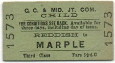G C & Mid Joint Com Railway Ticket Reddish to Marple