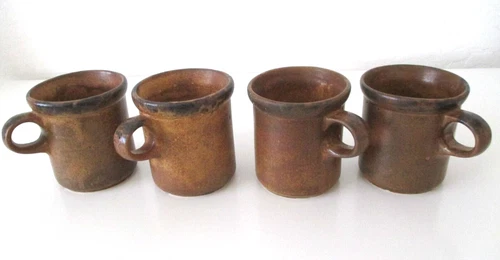 Set of 4 MCCOY Pottery Canyon Mesa Brown 1412 Coffee Mug Cups Vintage  AZ33
