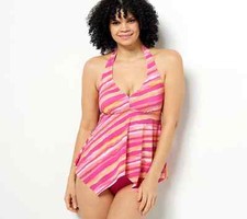 Kim Gravel x Swimsuits For All Women's Hanky Halter Top  Brief Set Pink Size 6