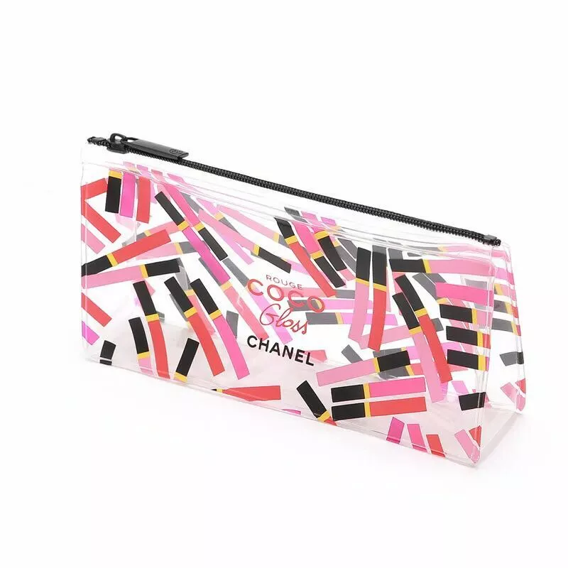 1x CHANEL Coco Rouge Gloss Clear see through Makeup Cosmetic Bag Pouch New