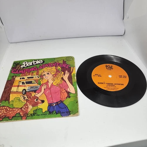 Vintage 1981 Barbie Camping Adventure book & record set Barbie book girls book