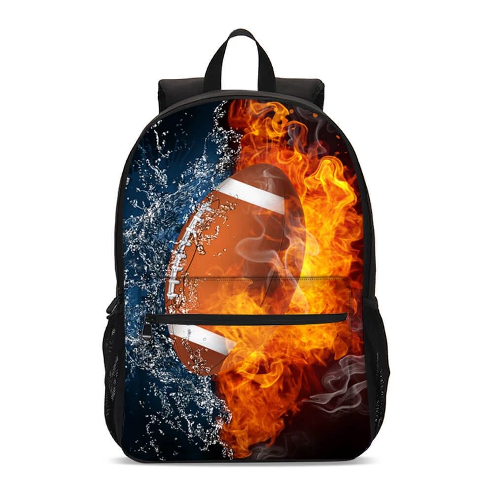 Fire Football Students Backpack, School Bag, Back To School Gift