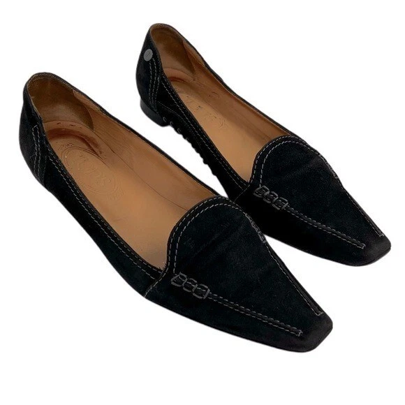 TOD’S Mocassini Tod's neri eleganti in vera pelle scamosciata scarpe da guida donna 9 5