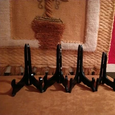 SET OF 4 VTG CHINESE WOOD  DISPLAY EASEL STANDS 7" and 6"