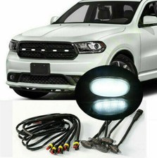 For Dodge Durango 2008-2021 Smoke Front Grille White LED Light Raptor Style DRL
