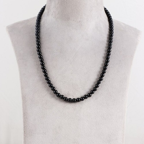 Black Obsidian Smooth Round Gemstone Beaded 18'' Men & Women Beautiful Necklaces - Picture 15 of 18