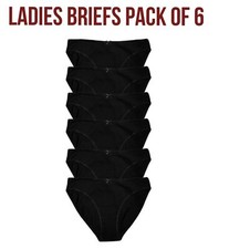 6 Pack Ladies Briefs Maxi, 100% Cotton Full Comfort Fit Underwear, Size 10-24