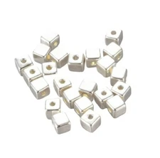 100 Tibetan Antiqued Silver Small 4mm Square Box Cube Spacer Accent Beads