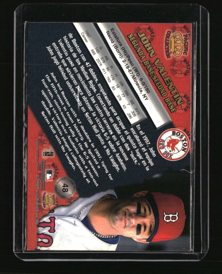 1998 Pacific #48 John Valentin Platinum Blue - Image 2 of 2