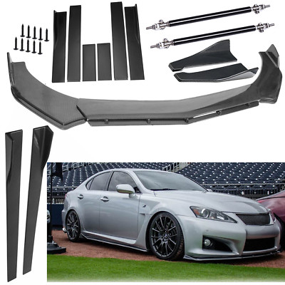 Carbon Fiber Front Bumper Lips Side Skirt/ Strut Rods For Lexus IS200t IS250