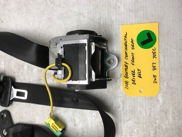 06 07 08 BENTLEY CONTINENTAL FLYING SPUR DRIVERS LEFT SEATBELT BLACK 3W5857705C