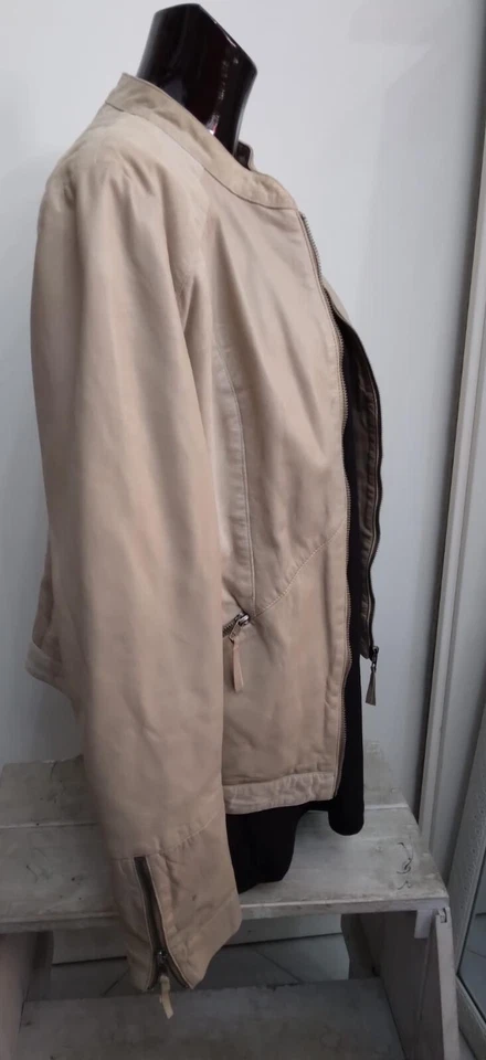 Minimum Jacke aus Echtem Leder Gebraucht Frau Gr. 40 Beige XYL062L - Bild 2 von 4