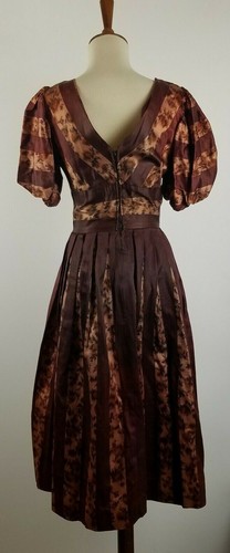 Damen 50er Jahre Vintage Swing Kleid Herzausschnitt Puffärmel Plissee Vollkreis - Bild 8 von 12
