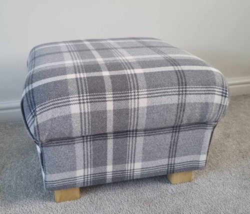 Storage Footstool Porter & Stone Balmoral Tartan Check Fabric Pouffe Ochre - Picture 36 of 55
