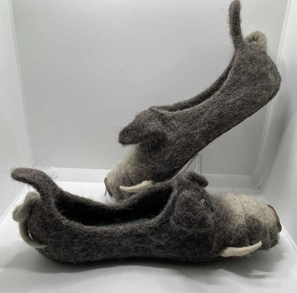 Zapatillas Jabalí Jabalí Jabalí Lana Fieltro Hechas a Mano Divertidas Novedad Regalo Para Hombres 9 Foto 3 de 4