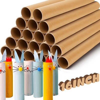 20 Pack Cardboard Craft Tubes 1.5x16in Kraft Paper Rolls Strong DIY Tube Set 
