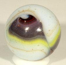 D.A.S Carnival Run Marble 23/32" White, Yellow, Dark Oxblood  Goldstone