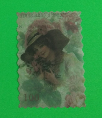 Beautiful Women Postage Stamp Transparent Sticker 2.75'' x 1.78'' (AB)