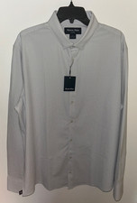 NWT's Mizzen Main Trim Fit Leeward Stretch No Tuck Silver Plaid Shirt XL 138