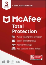 McAfee Total Protection 2025 3 Devices 1 Year Antivirus Security