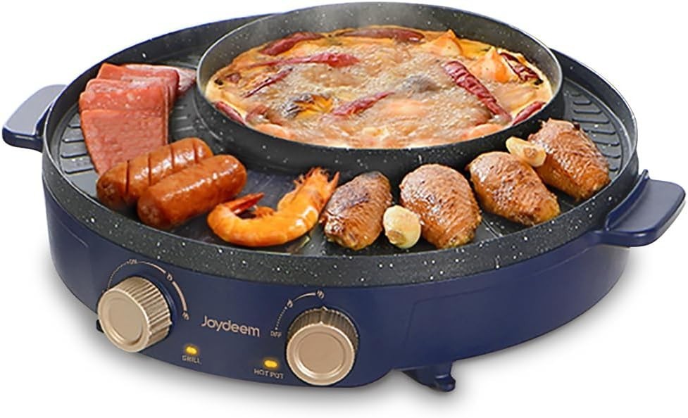 Parrilla eléctrica con olla caliente Shabu Shabu compacta coreana barbacoa olla combo máquina 2L