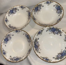 Vintage 1987 Royal Albert Moonlight Rose Bone China England 4 Bowls 6”