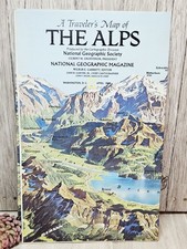 Vintage National Geographic Traveler's Map of The Alps April 1985 Fold Out...