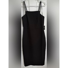 Express Double Strap Square Neck Sheath Midi Dress Black Size S NWT
