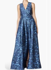 Sachin Babi Brooke Floral Sleeveless Mikado Gown Dress Blue women's Size 2 NWOT