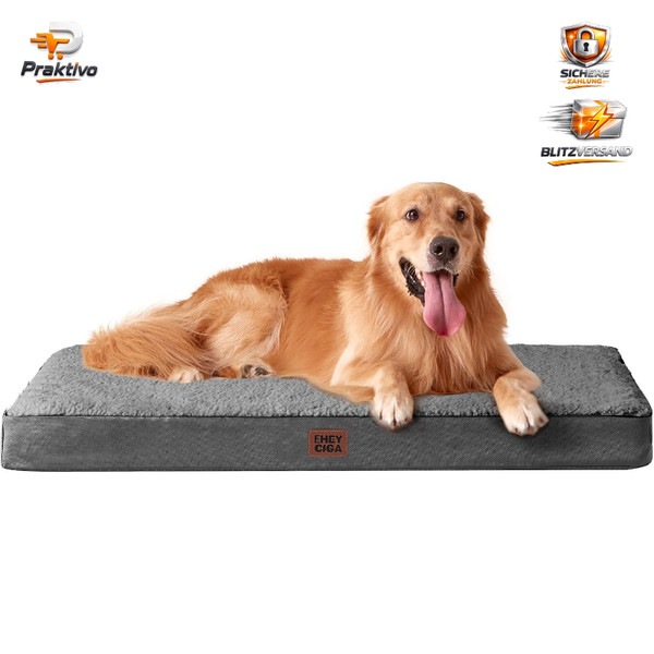Hundebett OrthopäDisch XL 112X81X9Cm Waschbar Flauschig Grau FüR GroßE Hunde-image