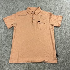 Howler Brothers Polo Shirt Mens Medium Orange Western Snap Pocket Golf Cotton