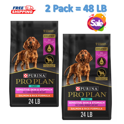 2 pack, Purina Pro Plan Sensitive Skin & Stomach Puppy Dry Dog Food -Salmon 24LB