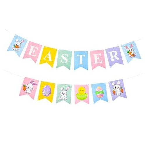 Spring Easter Day Banner - Assorted Color Hanging Paper Garland Bunting Banner