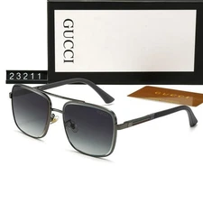 Gucci Men Classic Square Sunglasses Stylish Outdoor cycling sunglasses and Box