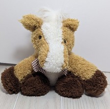 Melissa Doug Brown White Horse Plush Stuffed Animal Checkered Bow NO SOUND
