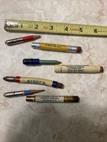 4 Matite Bullet Pubblicitarie Vintage Nebraska Stock Yard, Veterinary, Seed Co - Foto 5 di 5