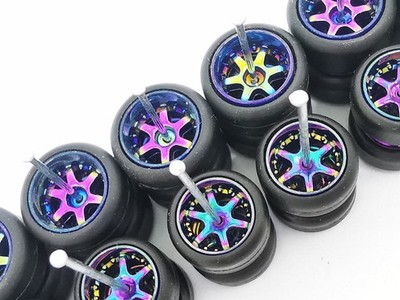 10 set 10-12mm Chamaleon Samed Wheels 6 spoke 1:64 rubber wheels #218