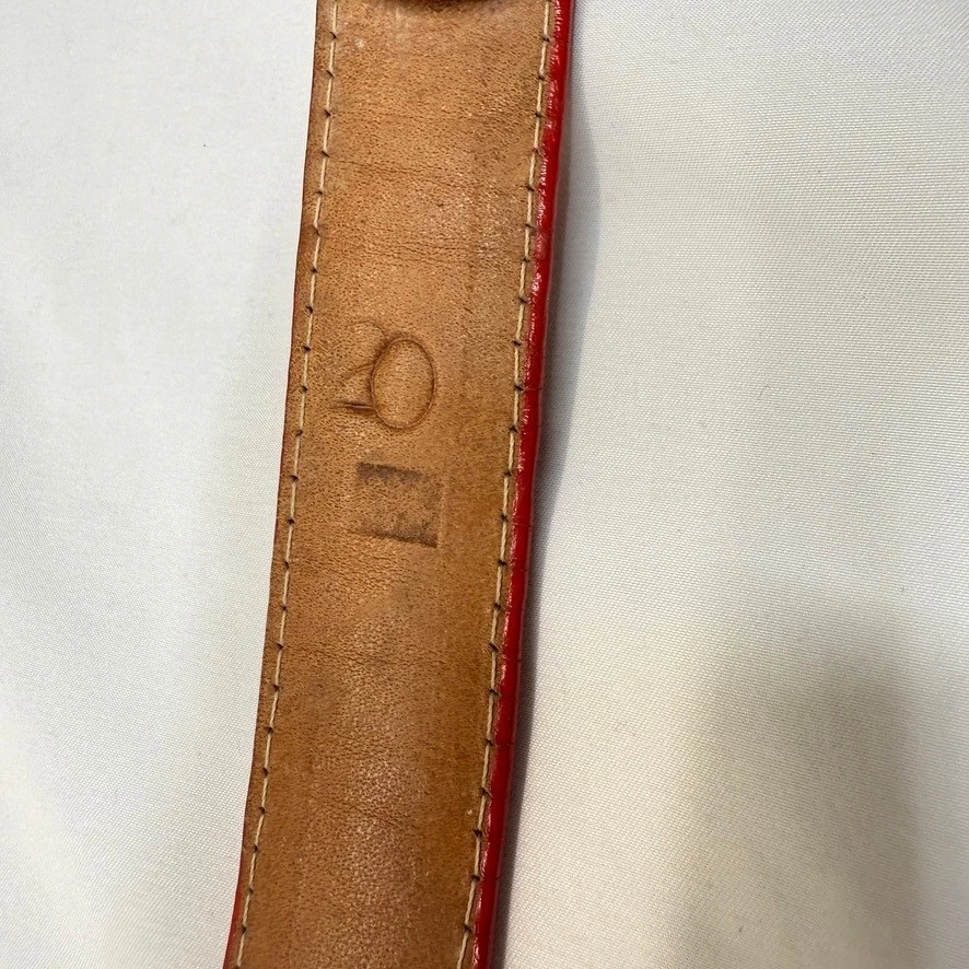 Cinturón de cuero rojo rodeo vintage hebilla ovalada occidental para mujer 26" declaración única Foto 4 de 4