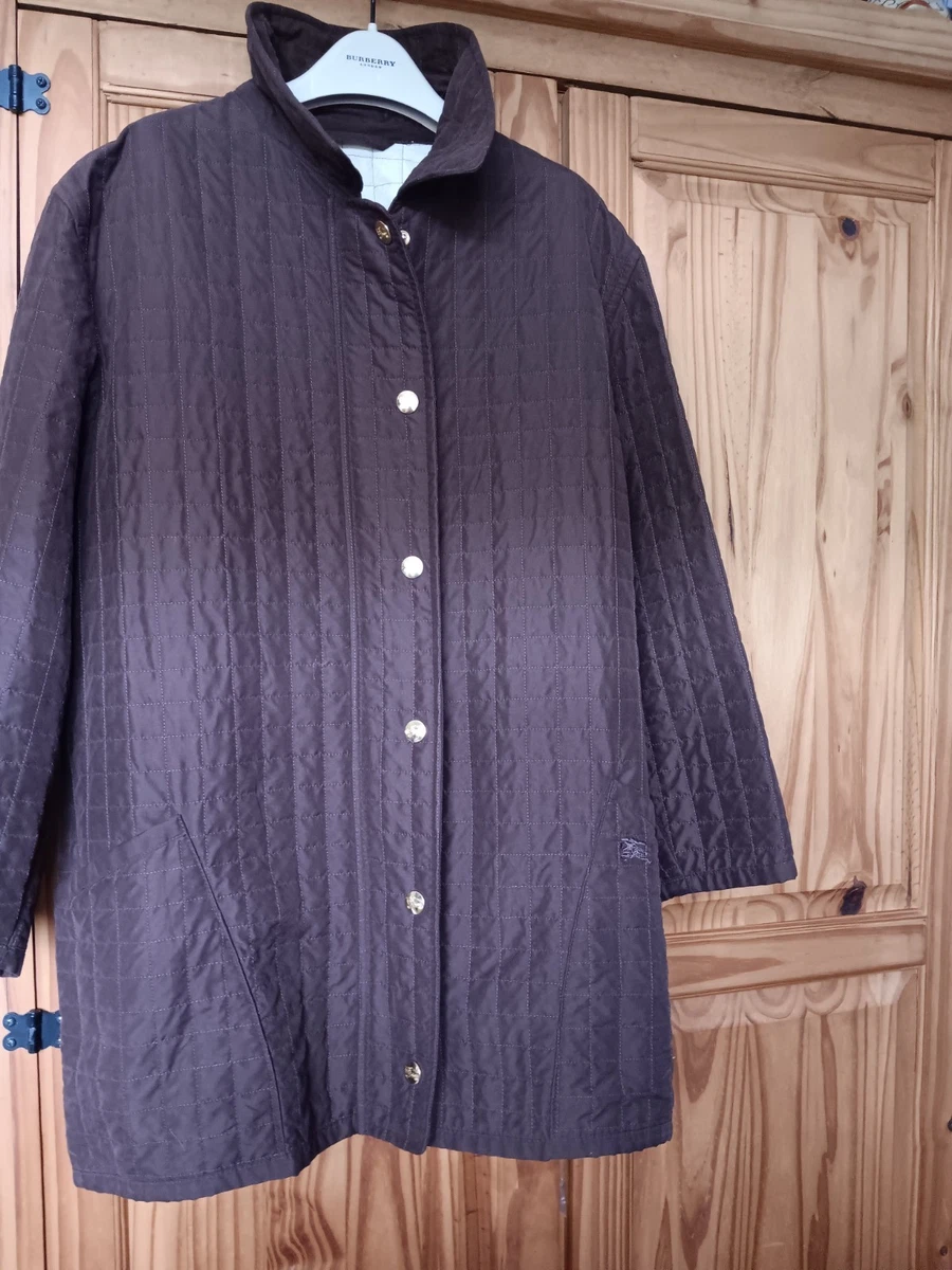 CHAQUETA ACOLCHADA BURBERRY MUJER VINTAGE MARRÓN CHOCOLATE GRANDE EXCELENTE ESTADO