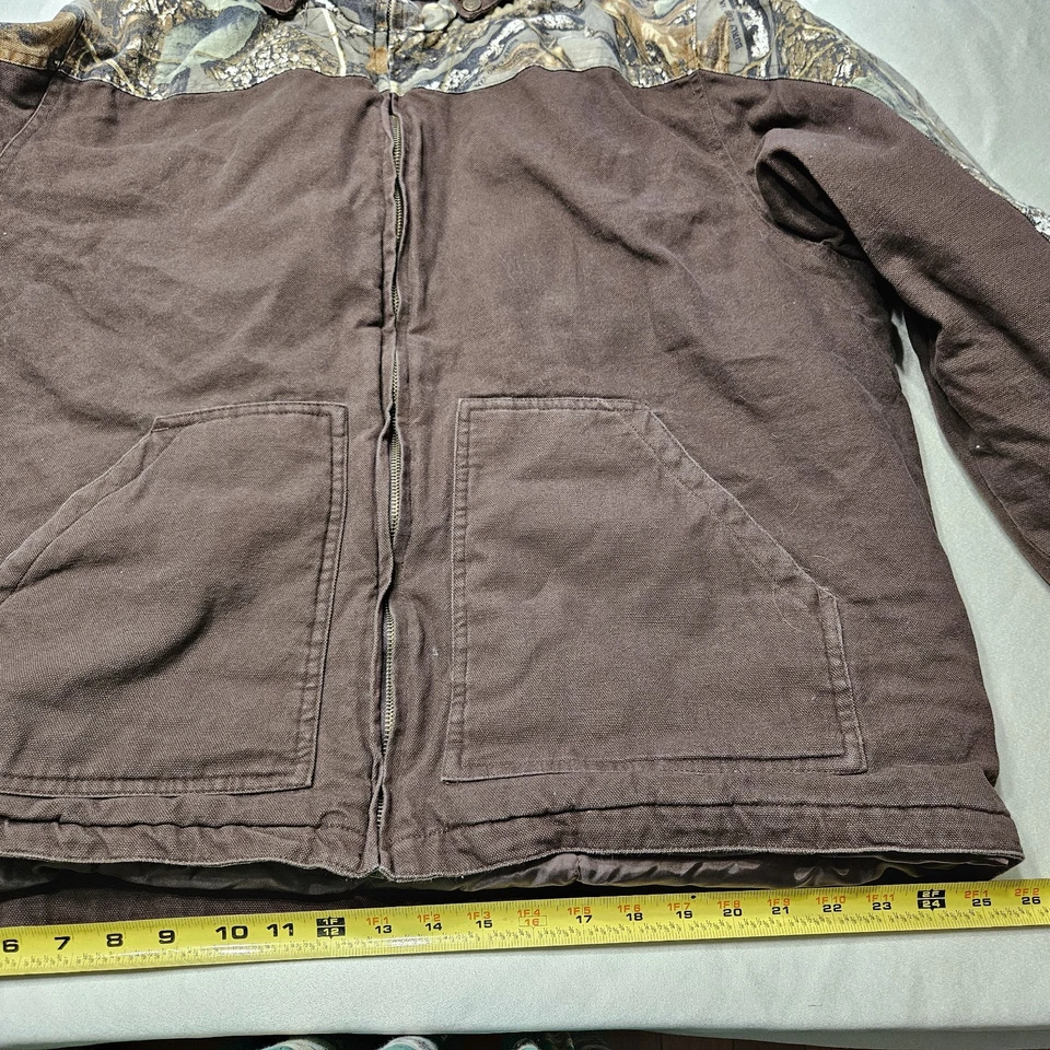 Hunting Jacket WFS Element Gear Zip on hood Mens L Brown W Camo - Image 4 of 4