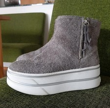 HOGAN Damen Stiefel, Grau Wildleder, TOP,  Gr. 39,5  Plateau Stiefeletten 