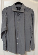 nordstrom mens dress shirt trim fit plaid black  white 16 1/2 32-33