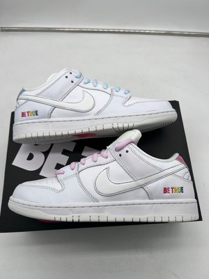 Size 9.5 - Nike Dunk Low SB Be True Rainbow Multi White Blue Pink NEW