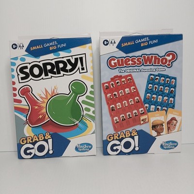 2 New Hasbro Grab and Go Board Games Guess Who? and Sorry