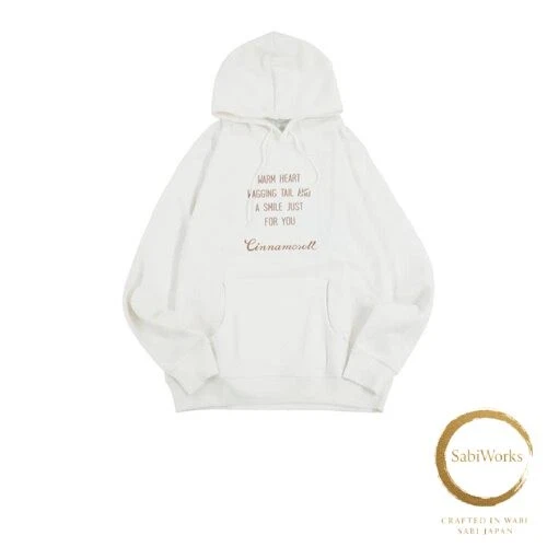 OFF WHITE Nuovo [Yoshida Yu] Cinnamoroll Pullover Felpa con Cappuccio Sanrio Sagara Ricamo Pile