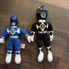 Vintage Set of 2 Blue & Black Power Ranger Plush Dolls 1994 Saban  12" Morphin