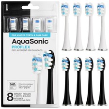 AquaSonic Duo PRO 8-Pack Replacement Brush Heads - Upgraded Proflex Brush Hea...