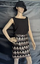 Papaya Black Sequin Geometric A-Line Dress Sleeveless Boat Neck Size L