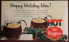 1963 HOT Dr. Pepper Christmas Vintage Print Ad Happy Holiday Idea Glass Mugs